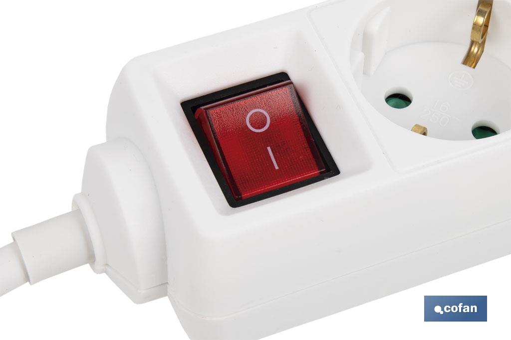 BASE MÚLTIPLE 6T. 1,4M CABLE C/INT. (16A-250V)