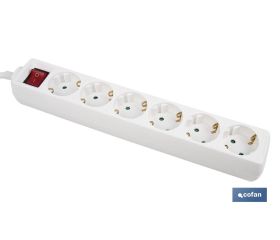 BASE MÚLTIPLE 6T. 1,4M CABLE C/INT. (16A-250V)