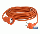 Prolongador de cable bipolar IP 44 | Con toma de tierra lateral | Cable de 10 y 25 metros color naranja