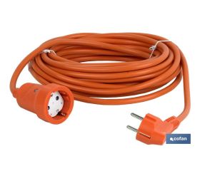 Prolongador de cable bipolar IP 44 | Con toma de tierra lateral | Cable de 10 y 25 metros color naranja