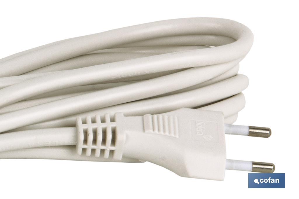 PROLONGADOR BIPOLAR 10A250V ESPIGAØ4 CABLE 5M BLANCO