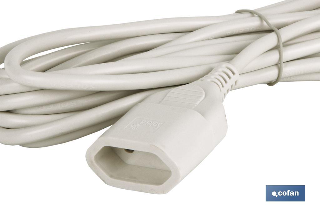 PROLONGADOR BIPOLAR 10A250V ESPIGAØ4 CABLE 5M BLANCO