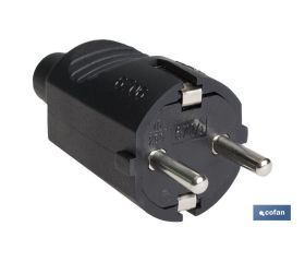 Clavija Bipolar Schuko de goma | 16 A - 250 V | Color Negro
