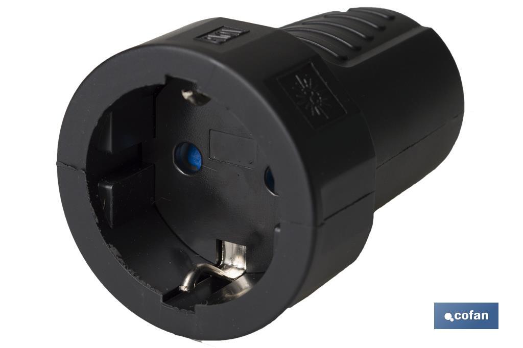 BASE ENCHUFE AEREA GOMA NEGRA (16A-250V)