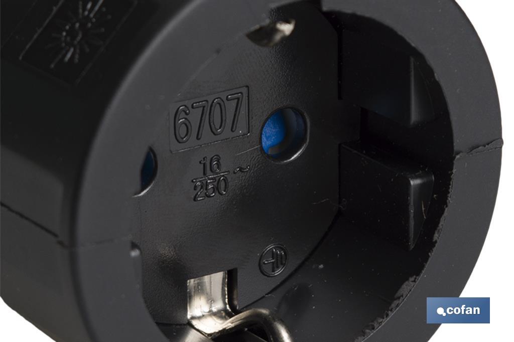 BASE ENCHUFE AEREA GOMA NEGRA (16A-250V)