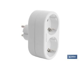 Adaptador doble Frontal Schuko | Color Blanco | 16 A - 250 V