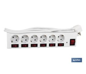 BASE MÚLTIPLE 6 TOMAS 1,5M+6 INT.INDIVIDUAL 16A-250V