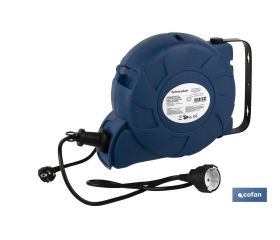 Enrollacables automático con soporte para pared | Con una toma | 16 metros