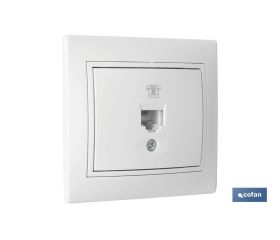 Base para Teléfono RJ11 de empotrar | Modelo Pacific | Color blanco