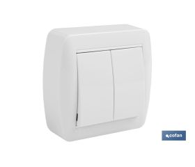 Doble Interruptor de superficie | Modelo Atlantis | Color blanco | 10 A - 250 V