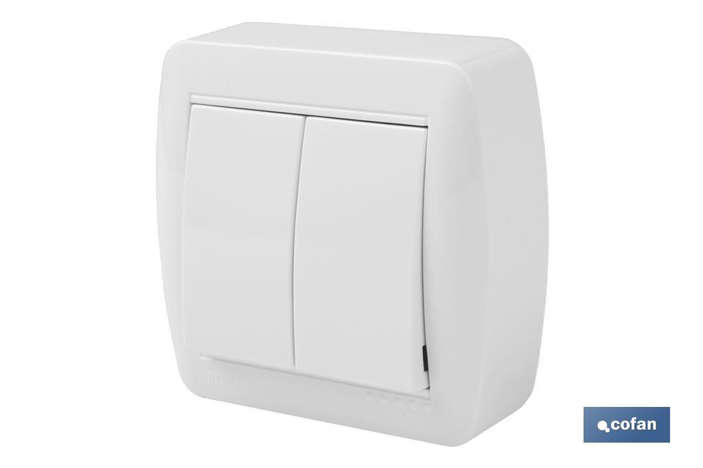 DOBLE INTERRUPTOR SUPERFICIE  MODELO ATLANTIS10A BLANCO