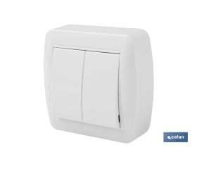 DOBLE INTERRUPTOR SUPERFICIE  MODELO ATLANTIS10A BLANCO