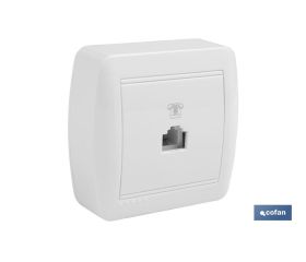 Base para Teléfono RJ11 de superficie | Modelo Atlantis | Color blanco | 10 A - 250 V
