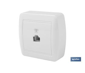 BASE TELEFONO RJ11 SUPERFICIE BLANCO MODELO ATLANTIS