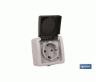 Base Enchufe con tapa IP44 | Para exteriores | 16 A - 250 V | Color gris
