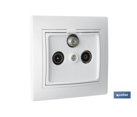 Mecanismo toma final de empotrar para TV - Satélite - Radio| Modelo Pacific | Medidas 83 x 81 mm