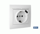 Base de enchufe bipolar | Modelo Pacific | Monobloc con obturador | Incluye una entrada de puerto USB