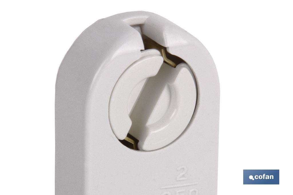 PORTALÁMPARAS DE FLUORESCENCIA 2A250V FIJACIÓN PATILLAS ELÁSTICAS LATERALES