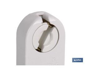 PORTALÁMPARAS DE FLUORESCENCIA 2A250V FIJACIÓN PATILLAS ELÁSTICAS LATERALES