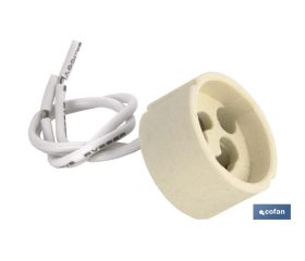 Portalámparas cerámico con casquillo y cable | Para lámparas tipo GU10 o GZ10 | 2 A - 250 V~