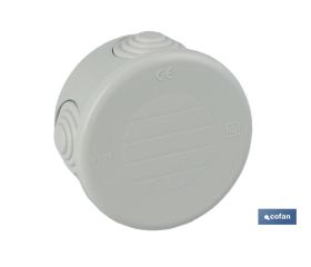 Caja estanca de conexión | Medidas de diámetro Ø 70 x 35 mm con conos | Color gris