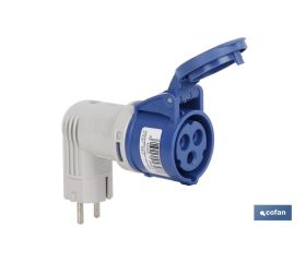 Adaptador bipolar de conversión | Grado de protección IP 44 | Clavija Schuko 2 P + T | 16 A