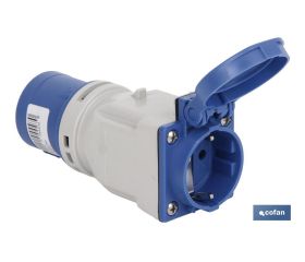 Adaptador industrial clavija-base | Grado de protección IP 44 | Clavija-base Schuko 2 P + T | 16 A