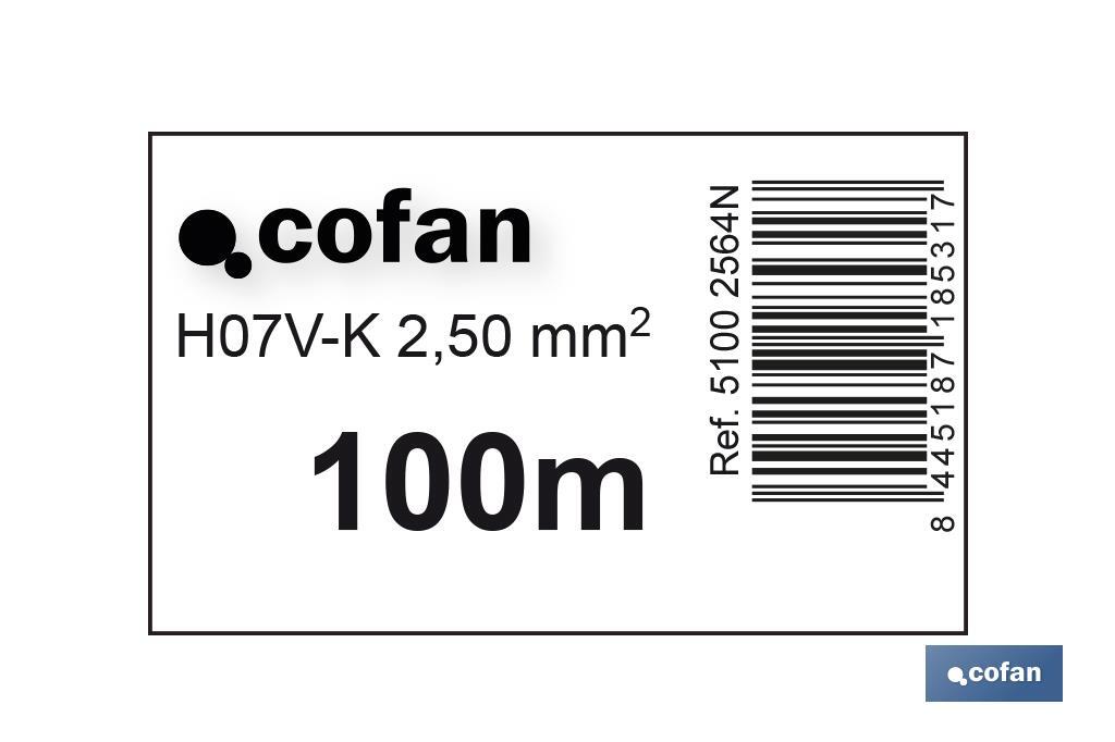 ROLLO CABLE H07V-K 1X2,5MM2 NEGRO (100M)