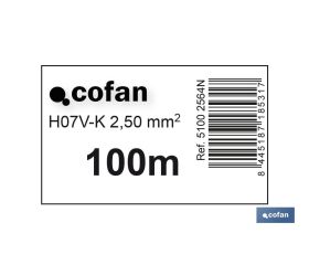 ROLLO CABLE H07V-K 1X2,5MM2 NEGRO (100M)