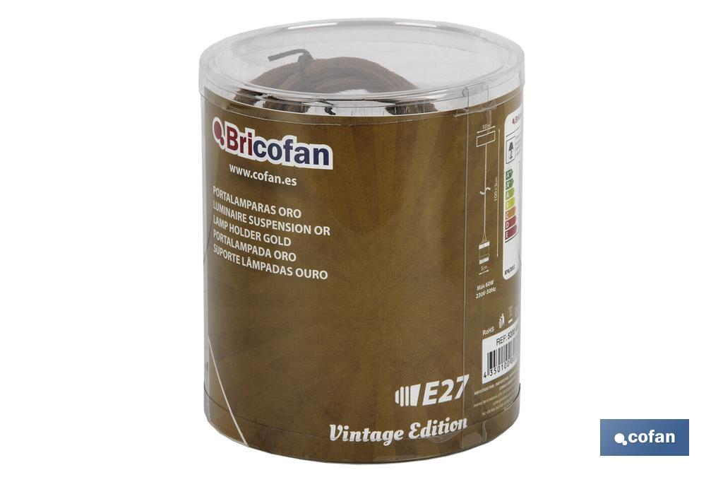 PORTALAMPARAS (CABLE+ROSETÓN)  ORO E27 100X10CM