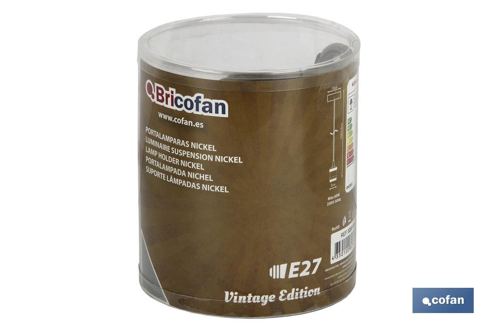 PORTALAMPARAS (cable+rosetón)  NÍQUEL E27 100X10CM