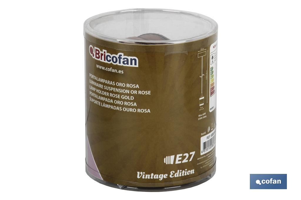 PORTALAMPARAS (CABLE+ROSETÓN)  ORO ROSA E27 100X10CM