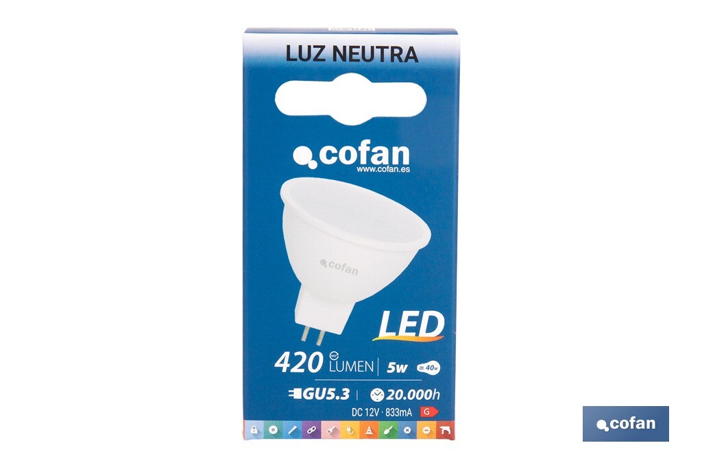 LÁMPARA LED COB 5 W GU-5.3 400 LM 4000 K