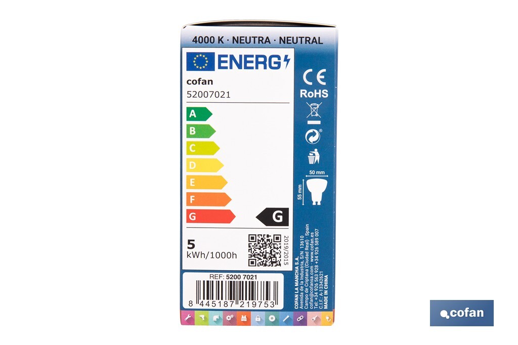 LÁMPARA LED COB 5 W GU-5.3 400 LM 4000 K