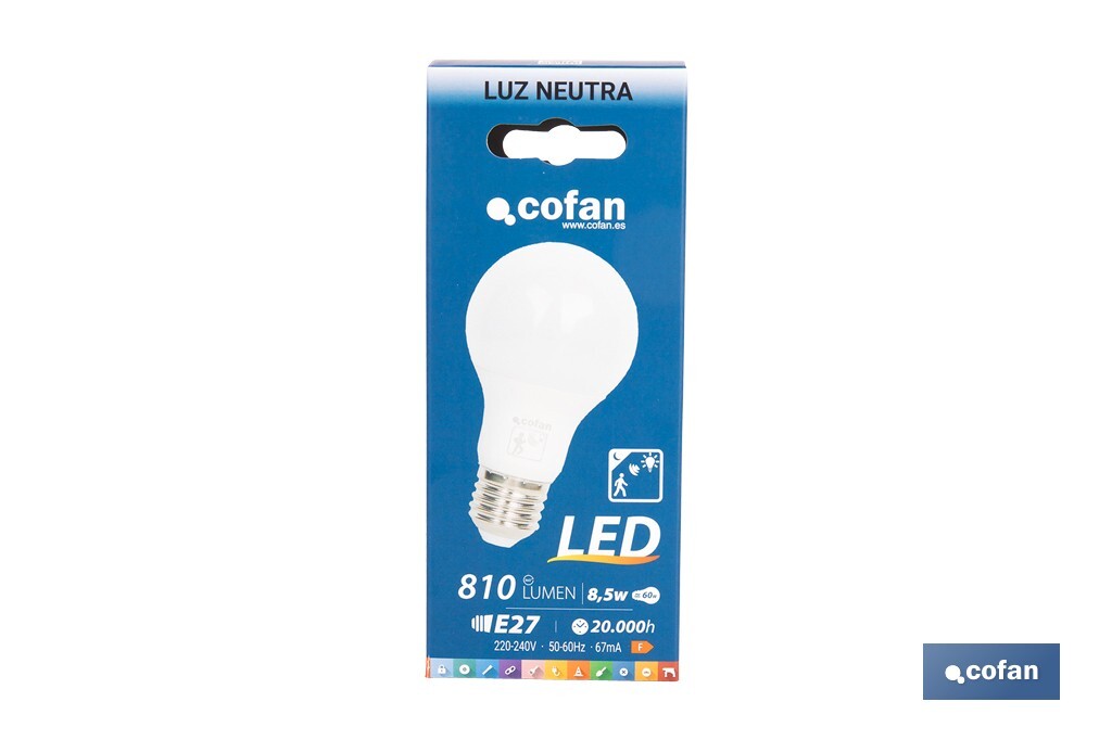 BOMBILLA CLASIC SENSOR E27 8.5W 810LM 4000K