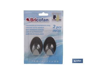 2 UDS COLGADOR AUTOADH. OVAL INOX GRANDE