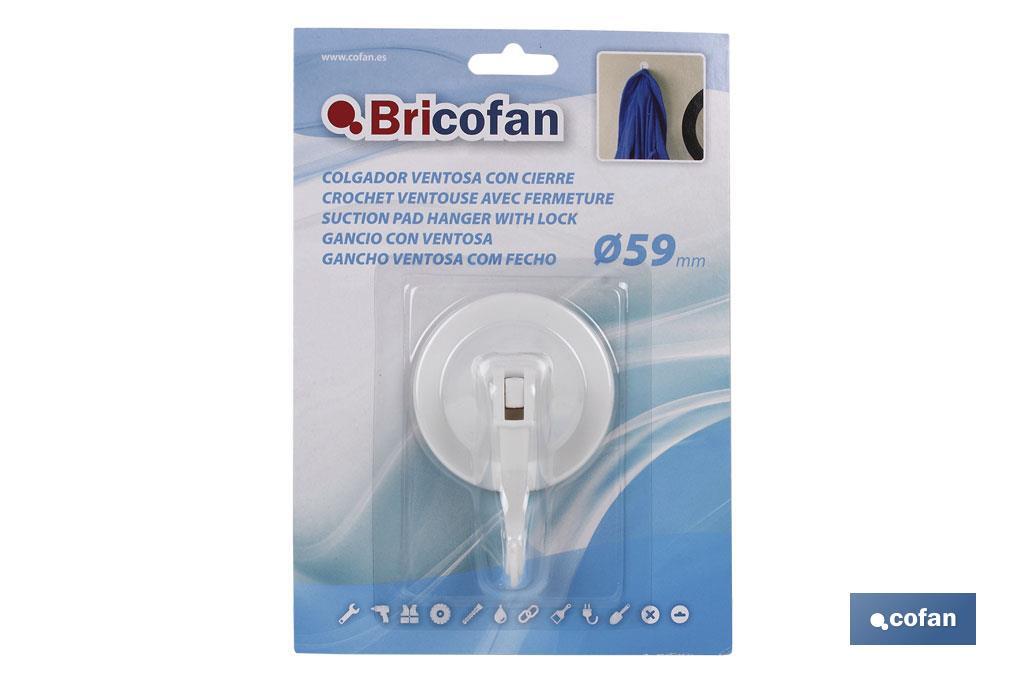 1 UD COLGADOR VENTOSA CIERRE SEGURIDAD Ø59mm