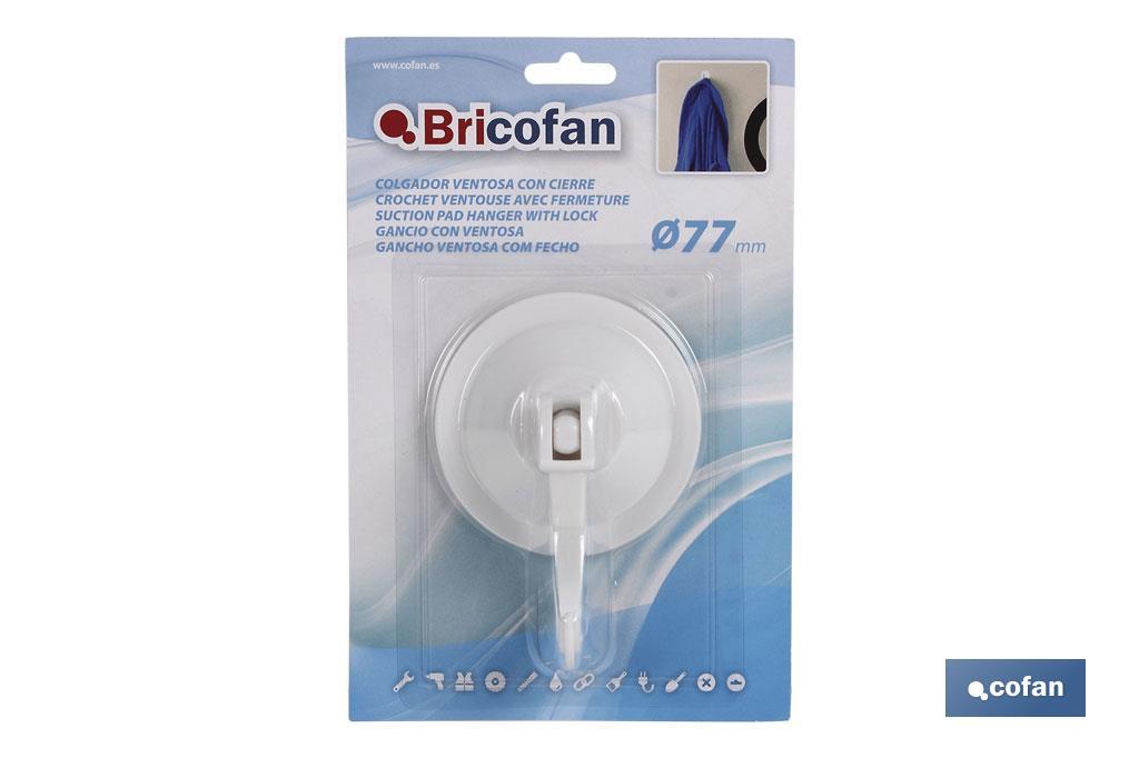 1 UD COLGADOR VENTOSA CIERRE SEGURIDAD Ø77mm