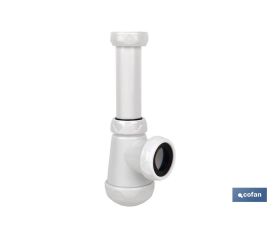 Sifón de Botella Corto | Extensible | Racor de 1 1/4 | Con Salida de 40 mm | Junta Cónica reductora de Ø32 mm