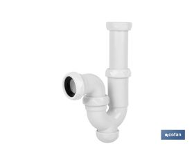 Sifón Curvo | Con Salida de Ø40 mm | Con Racor de 1 1/2 x 70 | Válvula para Lavabo y Bidé | Fabricado en Polipropileno