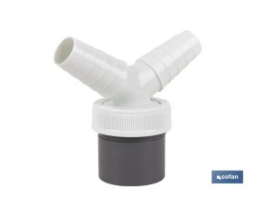 CONEXIÓN PVC Ø40 MM CON DOBLE TOMA AUXILIAR PARA ELECTRODOMÉSTICOS