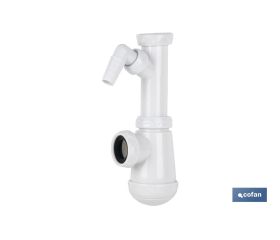 Sifón de Botella | Con Salida de Ø40 mm | Con Racor de 1 1/2 | Fabricado en Polipropileno | Junta Cónica Reductora de Ø32 mm