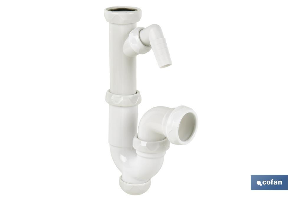 SIFÓN CURVO CON SALIDA Ø32-40, RACOR 1 1/2 Y TOMA AUXILIAR