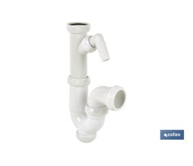 SIFÓN CURVO CON SALIDA Ø32-40, RACOR 1 1/2 Y TOMA AUXILIAR