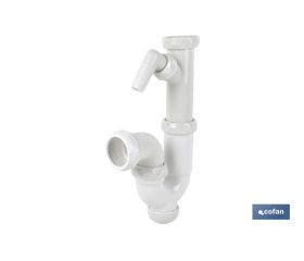 SIFÓN CURVO CON SALIDA Ø32-40, RACOR 1 1/2 Y TOMA AUXILIAR