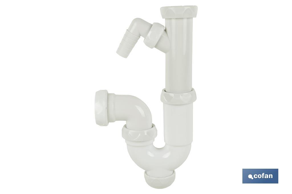 SIFÓN CURVO CON SALIDA Ø32-40, RACOR 1 1/2 Y TOMA AUXILIAR