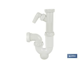 SIFÓN CURVO CON SALIDA Ø32-40, RACOR 1 1/2 Y TOMA AUXILIAR