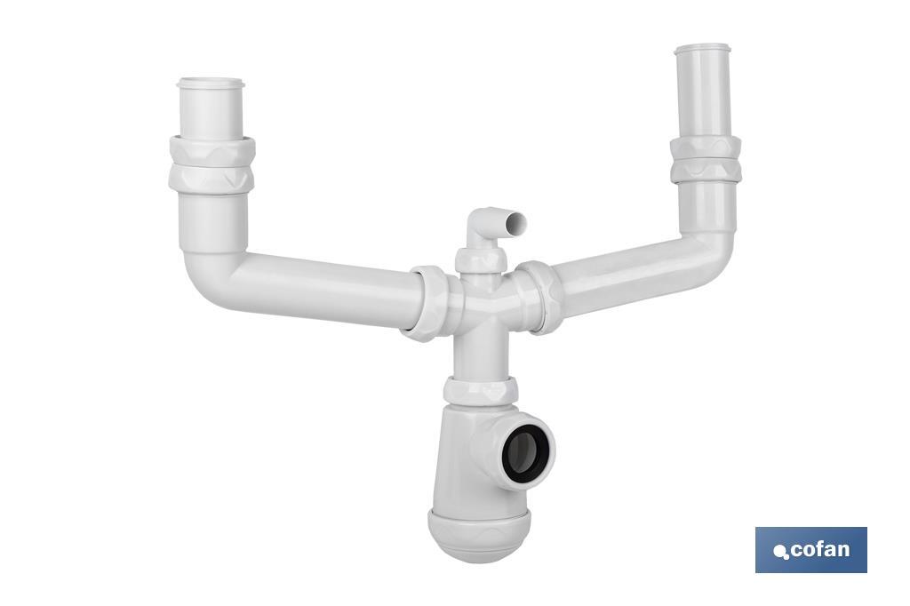 SIFÓN BOTELLA CON SALIDA Ø32-40, DOBLE RACOR 1 1/2 Y TOMA AUXILIAR