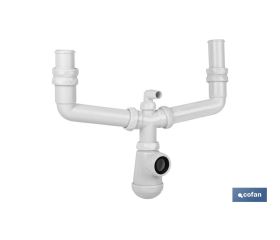 SIFÓN BOTELLA CON SALIDA Ø32-40, DOBLE RACOR 1 1/2 Y TOMA AUXILIAR