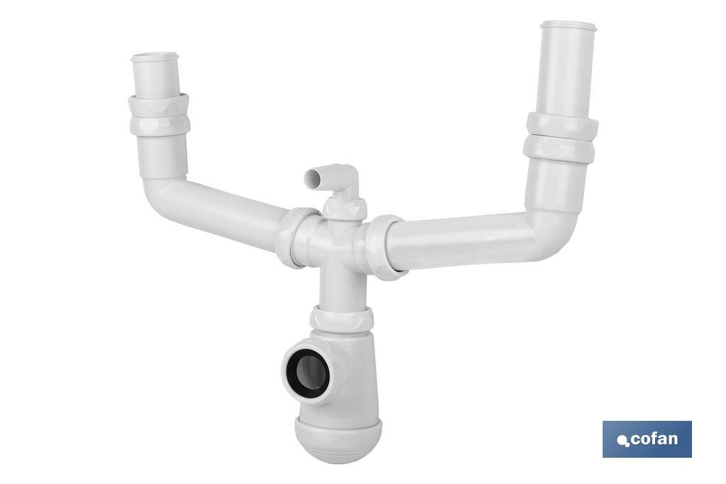 SIFÓN BOTELLA CON SALIDA Ø32-40, DOBLE RACOR 1 1/2 Y TOMA AUXILIAR